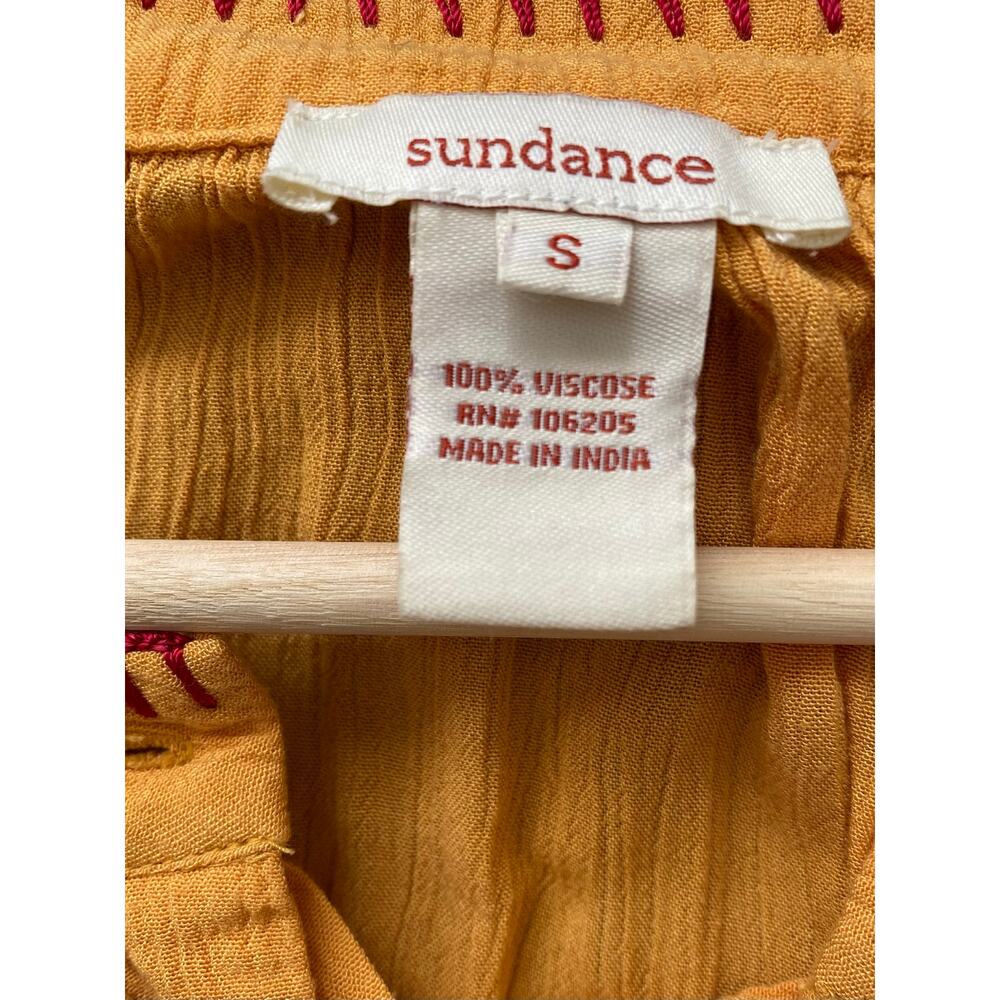 Sundance Women's Size S Orange Colorful Floral Embroidered Pleated Tunic Top‎ * - Picture 5 of 6